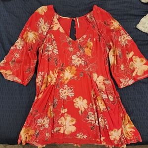 Free People Eyes On You Floral Poppy Combo Mini Dress w/ Pockets